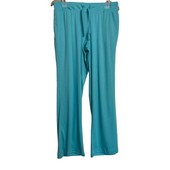 Muk Luks Three Piece Lounge Wear Set Size PM Aqua Stretch Pocket Shirt Pants Car - Picture 2 of 13